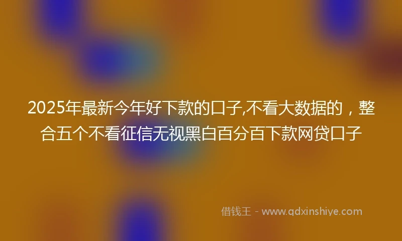 2025年最新今年好下款的口子,不看大数据的，整合五个不看征信无视黑白百分百下款网贷口子