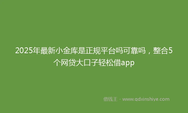 2025年最新小金库是正规平台吗可靠吗，整合5个网贷大口子轻松借app