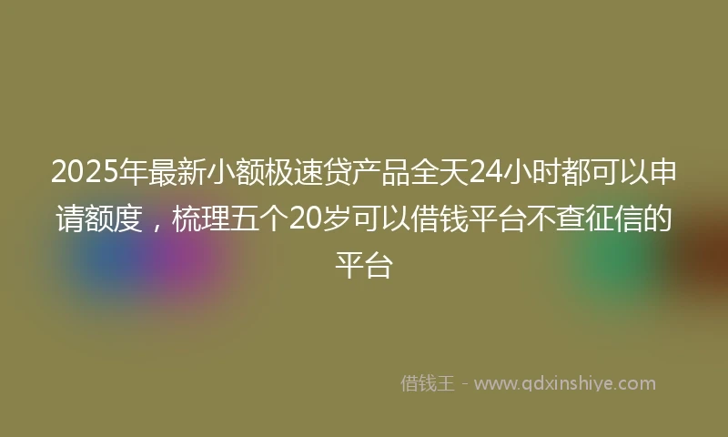 2025年最新小额极速贷产品全天24小时都可以申请额度，梳理五个20岁可以借钱平台不查征信的平台