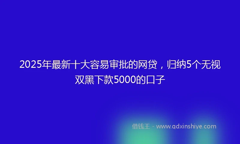 2025年最新十大容易审批的网贷，归纳5个无视双黑下款5000的口子