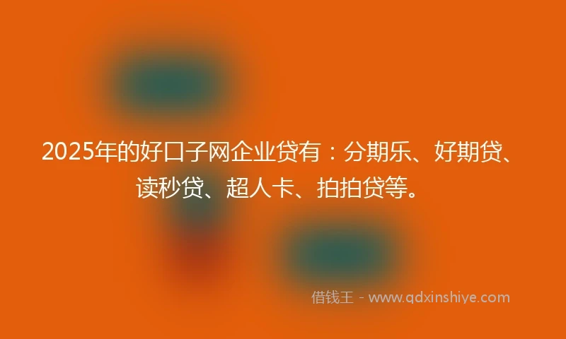 2025年的好口子网企业贷有：分期乐、好期贷、读秒贷、超人卡、拍拍贷等。