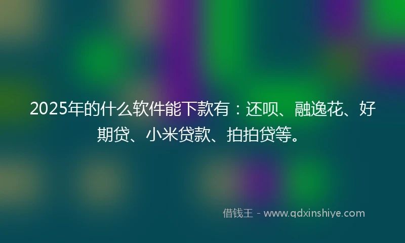 2025年的什么软件能下款有：还呗、融逸花、好期贷、小米贷款、拍拍贷等。