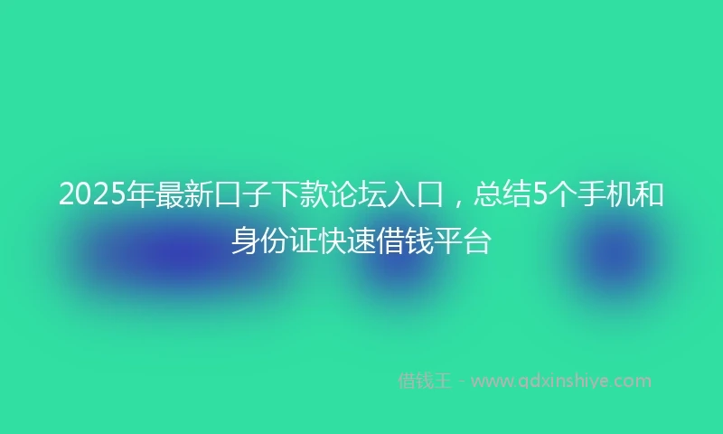 2025年最新口子下款论坛入口，总结5个手机和身份证快速借钱平台