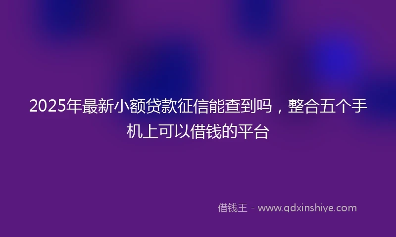2025年最新小额贷款征信能查到吗，整合五个手机上可以借钱的平台