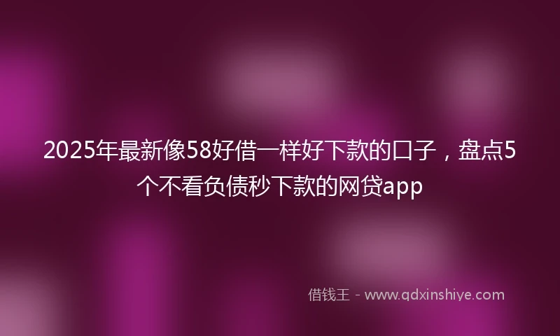 2025年最新像58好借一样好下款的口子，盘点5个不看负债秒下款的网贷app