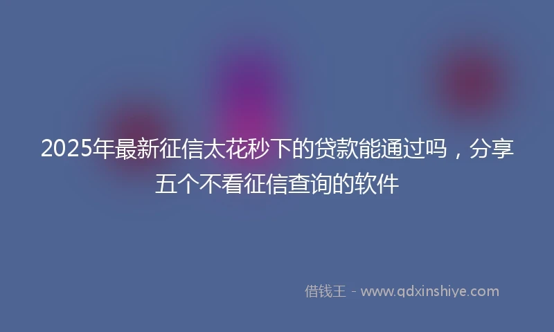 2025年最新征信太花秒下的贷款能通过吗，分享五个不看征信查询的软件