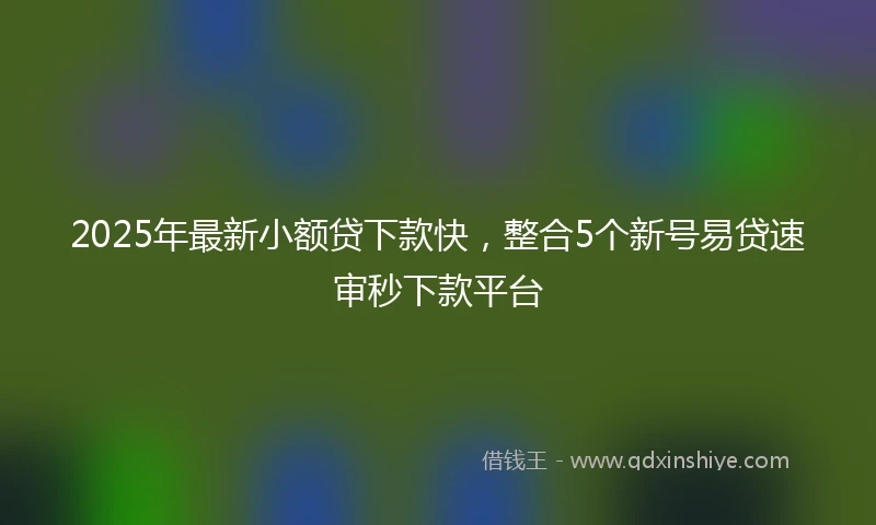 2025年最新小额贷下款快，整合5个新号易贷速审秒下款平台