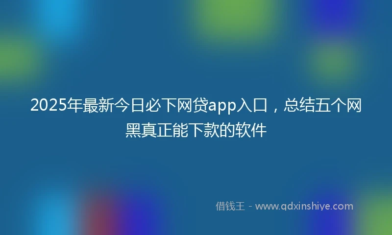 2025年最新今日必下网贷app入口，总结五个网黑真正能下款的软件