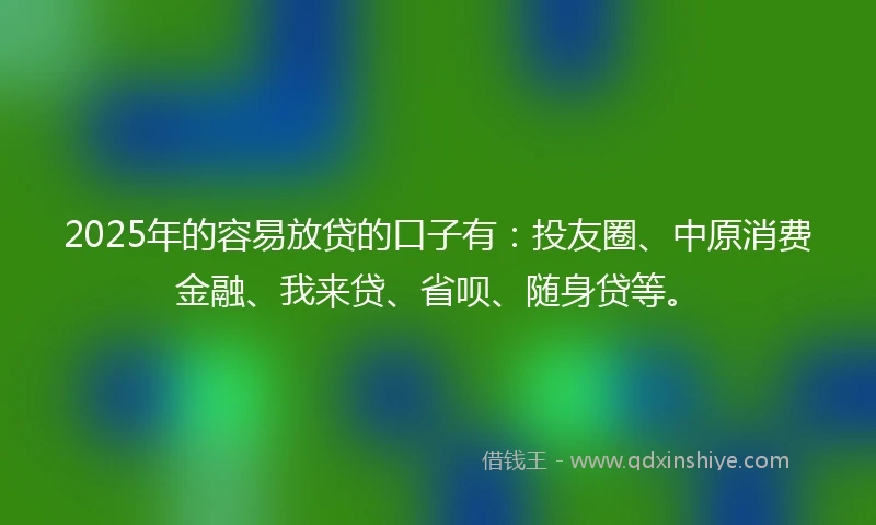2025年的容易放贷的口子有：投友圈、中原消费金融、我来贷、省呗、随身贷等。