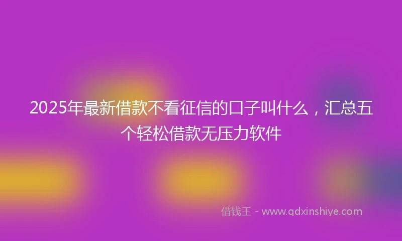 2025年最新借款不看征信的口子叫什么，汇总五个轻松借款无压力软件