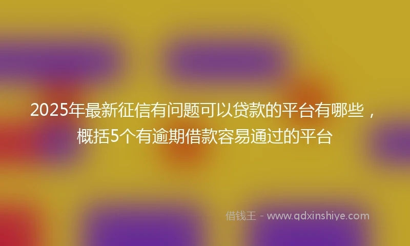 2025年最新征信有问题可以贷款的平台有哪些，概括5个有逾期借款容易通过的平台