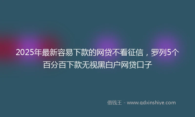 2025年最新容易下款的网贷不看征信，罗列5个百分百下款无视黑白户网贷口子