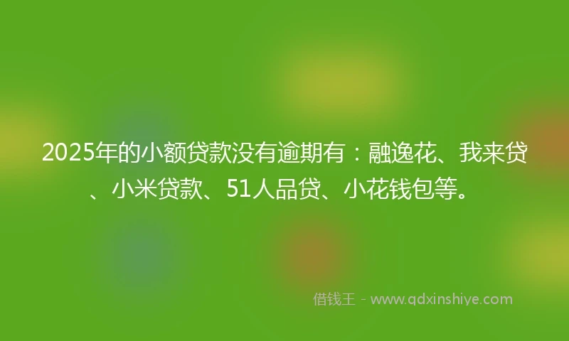 2025年的小额贷款没有逾期有：融逸花、我来贷、小米贷款、51人品贷、小花钱包等。