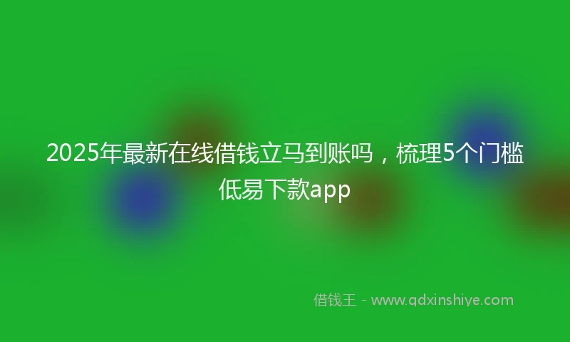 2025年最新在线借钱立马到账吗，梳理5个门槛低易下款app