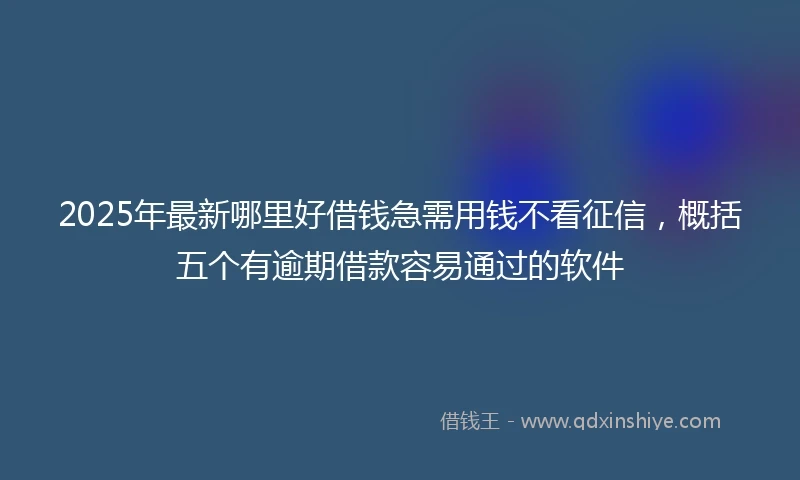 2025年最新哪里好借钱急需用钱不看征信，概括五个有逾期借款容易通过的软件