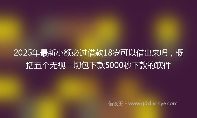 2025年最新小额必过借款18岁可以借出来吗，概括五个无视一切包下款5000秒下款的软件