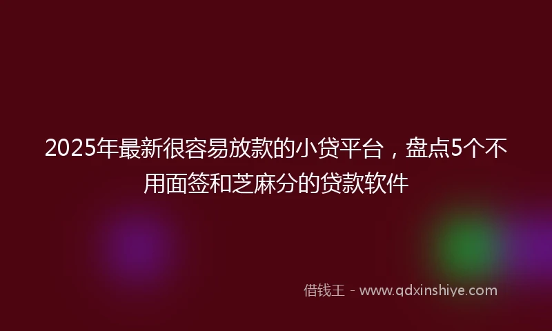 2025年最新很容易放款的小贷平台，盘点5个不用面签和芝麻分的贷款软件