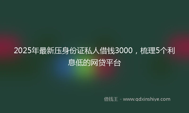 2025年最新压身份证私人借钱3000，梳理5个利息低的网贷平台