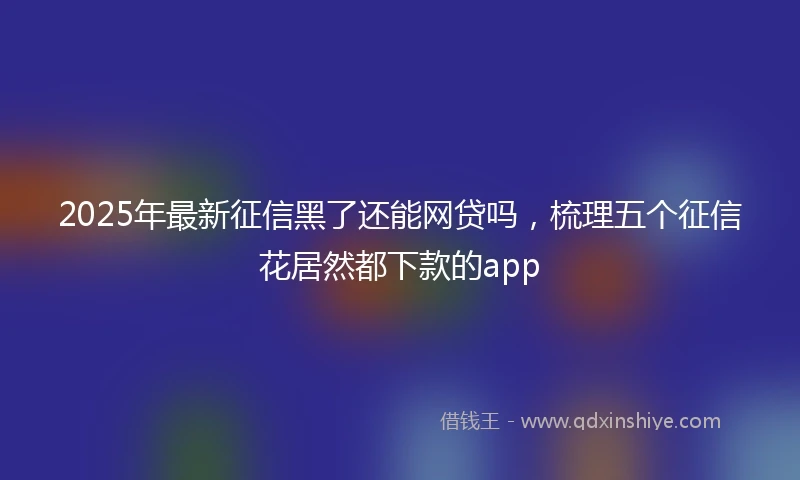 2025年最新征信黑了还能网贷吗，梳理五个征信花居然都下款的app