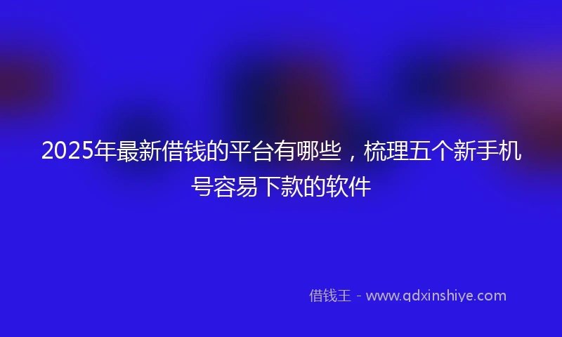 2025年最新借钱的平台有哪些，梳理五个新手机号容易下款的软件