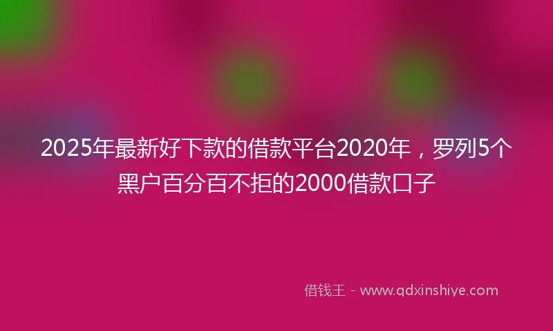 2025年最新好下款的借款平台2020年，罗列5个黑户百分百不拒的2000借款口子