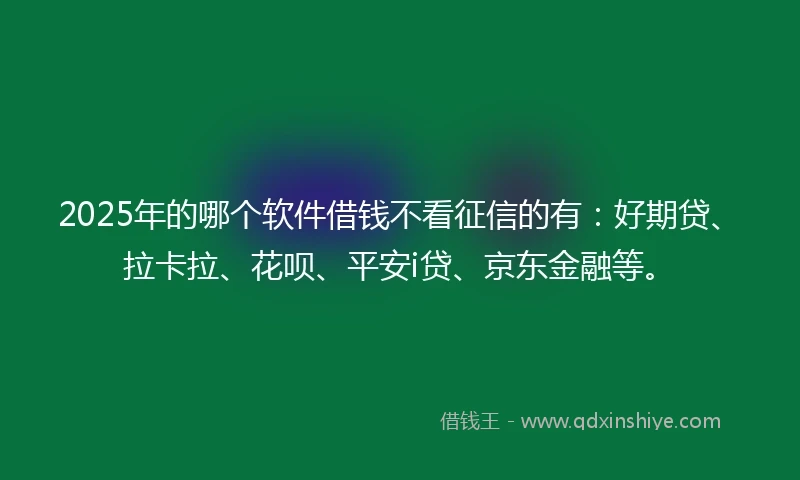 2025年的哪个软件借钱不看征信的有：好期贷、拉卡拉、花呗、平安i贷、京东金融等。