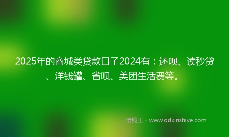 2025年的商城类贷款口子2024有：还呗、读秒贷、洋钱罐、省呗、美团生活费等。