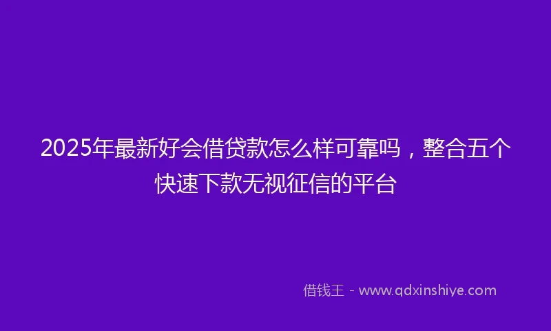 2025年最新好会借贷款怎么样可靠吗，整合五个快速下款无视征信的平台