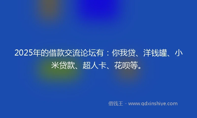 2025年的借款交流论坛有：你我贷、洋钱罐、小米贷款、超人卡、花呗等。