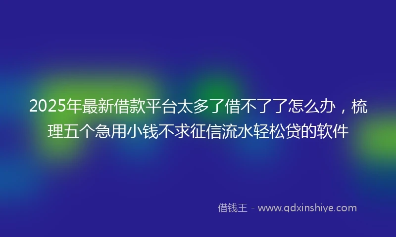 2025年最新借款平台太多了借不了了怎么办，梳理五个急用小钱不求征信流水轻松贷的软件