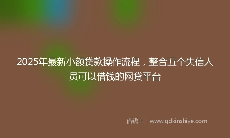 2025年最新小额贷款操作流程，整合五个失信人员可以借钱的网贷平台