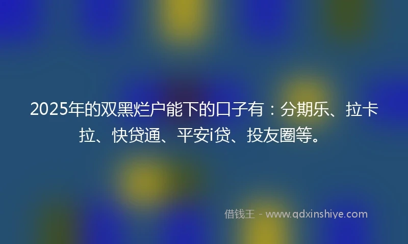 2025年的双黑烂户能下的口子有：分期乐、拉卡拉、快贷通、平安i贷、投友圈等。