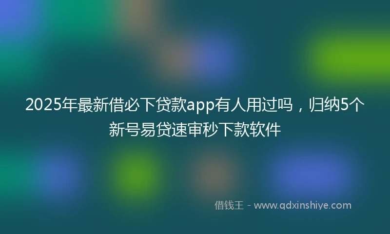 2025年最新借必下贷款app有人用过吗，归纳5个新号易贷速审秒下款软件
