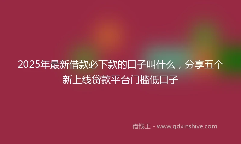 2025年最新借款必下款的口子叫什么，分享五个新上线贷款平台门槛低口子