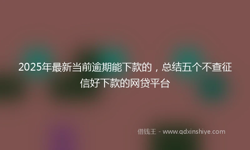 2025年最新当前逾期能下款的，总结五个不查征信好下款的网贷平台