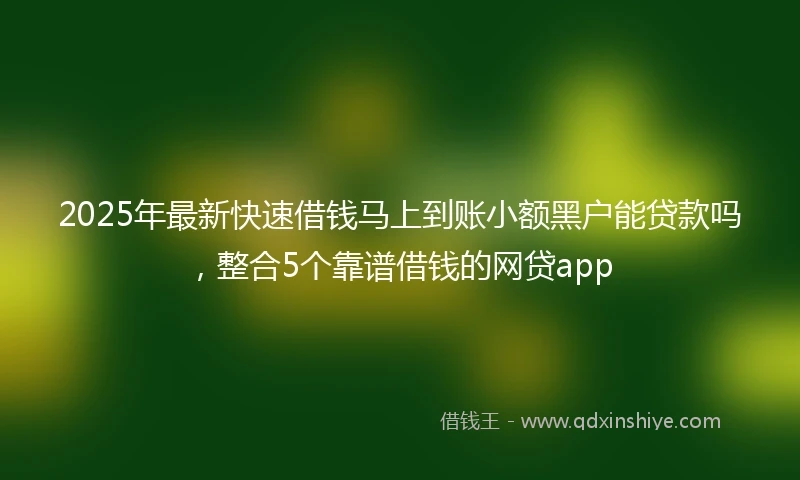 2025年最新快速借钱马上到账小额黑户能贷款吗，整合5个靠谱借钱的网贷app