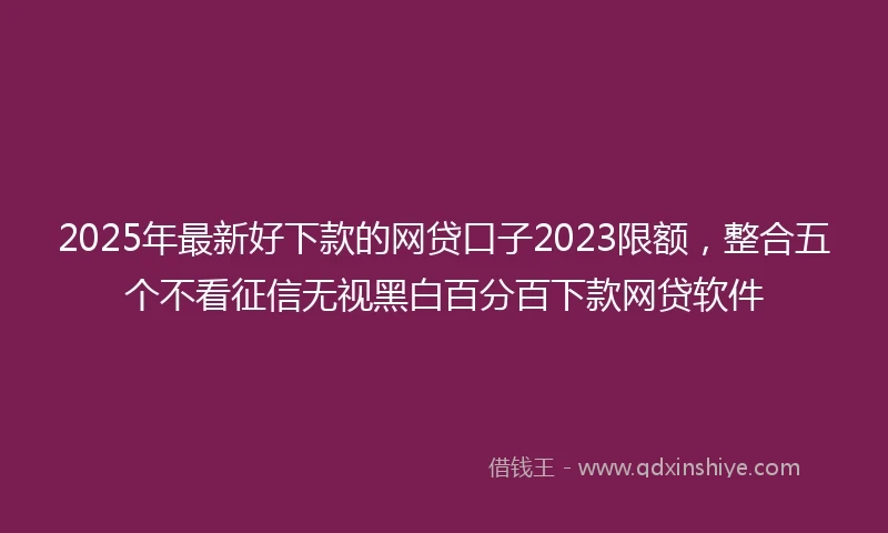 2025年最新好下款的网贷口子2023限额，整合五个不看征信无视黑白百分百下款网贷软件