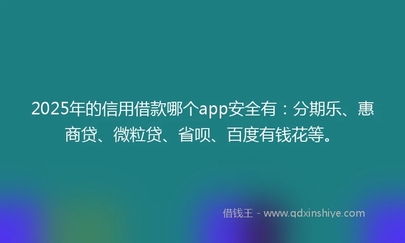 2025年的信用借款哪个app安全有：分期乐、惠商贷、微粒贷、省呗、百度有钱花等。