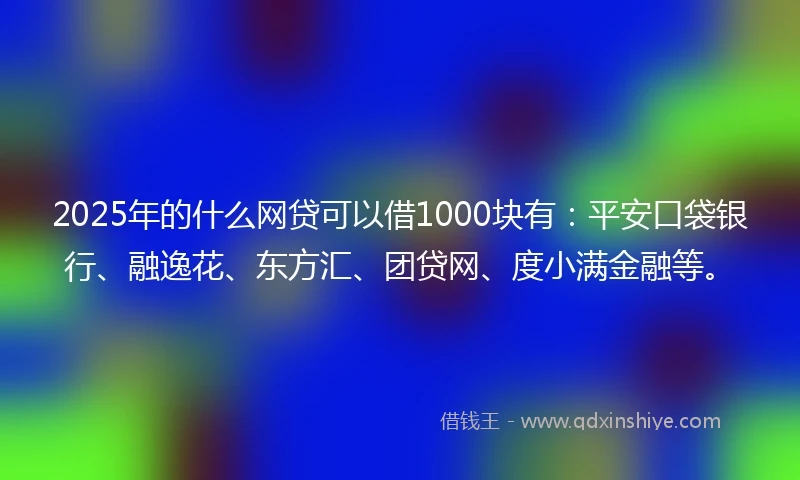 2025年的什么网贷可以借1000块有：平安口袋银行、融逸花、东方汇、团贷网、度小满金融等。