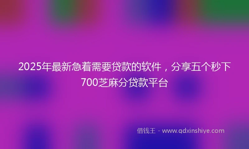 2025年最新急着需要贷款的软件，分享五个秒下700芝麻分贷款平台