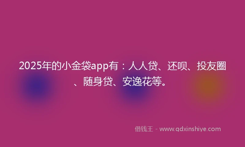 2025年的小金袋app有：人人贷、还呗、投友圈、随身贷、安逸花等。