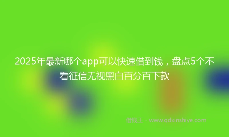 2025年最新哪个app可以快速借到钱，盘点5个不看征信无视黑白百分百下款