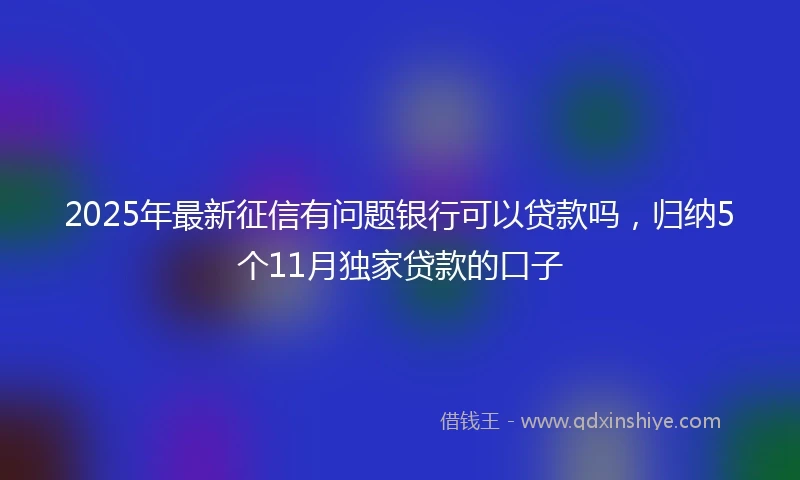 2025年最新征信有问题银行可以贷款吗，归纳5个11月独家贷款的口子