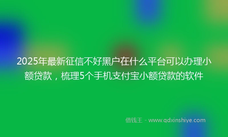 2025年最新征信不好黑户在什么平台可以办理小额贷款，梳理5个手机支付宝小额贷款的软件