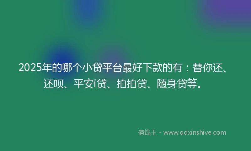 2025年的哪个小贷平台最好下款的有：替你还、还呗、平安i贷、拍拍贷、随身贷等。
