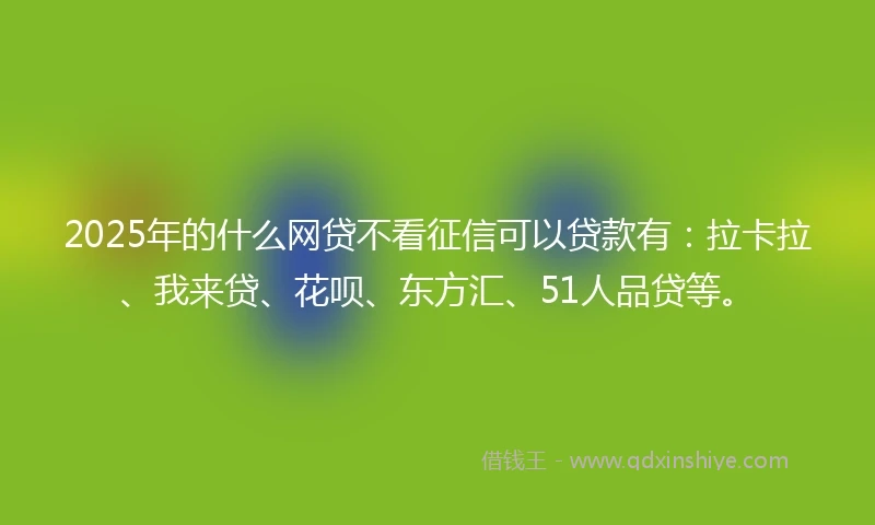 2025年的什么网贷不看征信可以贷款有：拉卡拉、我来贷、花呗、东方汇、51人品贷等。