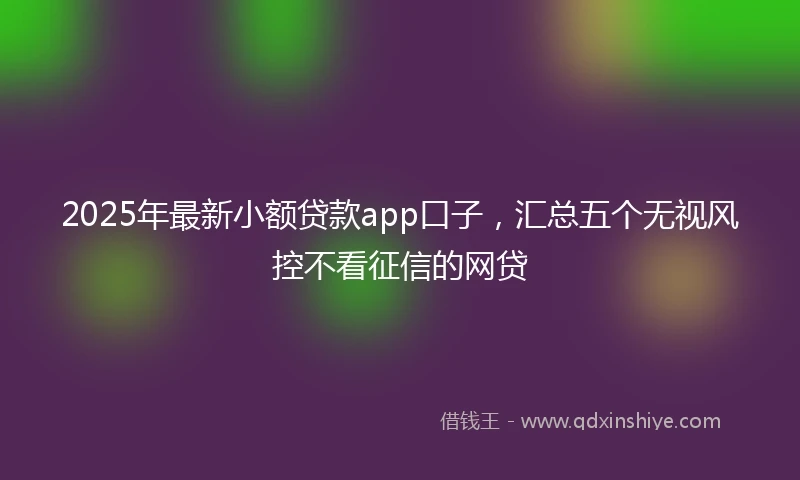 2025年最新小额贷款app口子，汇总五个无视风控不看征信的网贷