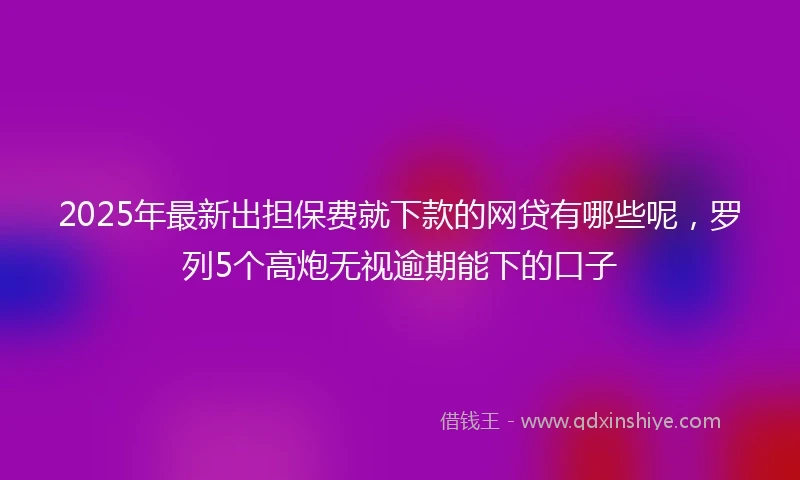 2025年最新出担保费就下款的网贷有哪些呢，罗列5个高炮无视逾期能下的口子