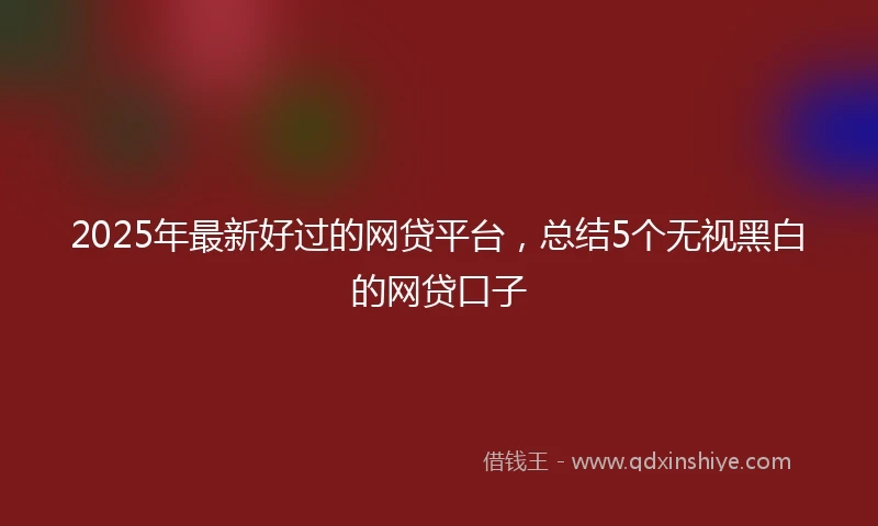 2025年最新好过的网贷平台，总结5个无视黑白的网贷口子