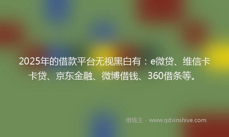 2025年的借款平台无视黑白有：e微贷、维信卡卡贷、京东金融、微博借钱、360借条等。